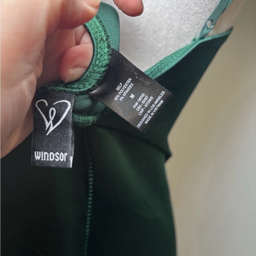 Windsor Emerald Green Satin Maxi Dress Side Slit Cowl Neck Formal Evening Gown M - Picture 9 of 9